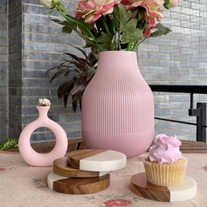 Factory Wholesale Marble & Acacia Wood <b>Coasters</b> Set Luxury Handmade <b>Drink</b> <b>Coasters</b>, Square & Round Coffee Tea Cup Mats, - Product Image 3