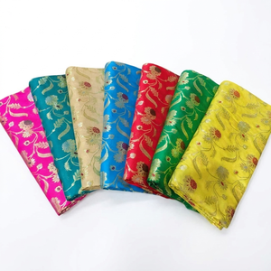 Bright Coloured Banarasi Brocade 100% Polyester <b>Fabric</b> Floral Jacquard Weave Abrasion-Resistant Medium Weight for Wedding - Product Image 1