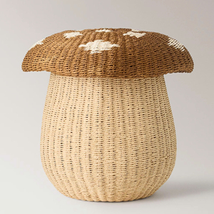Handmade Seagrass Mushroom Basket Cute Woven <b>Paper</b> Mushroom Shaped Storage Basket Kids Toy <b>Organizer</b> For Nursery Playroom - Product Image 1