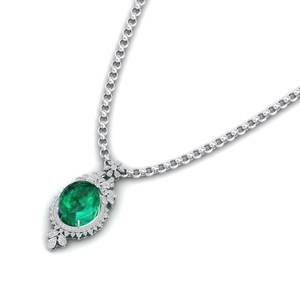 REYES Vente Flash Collier Pendentif en Argent Sterling 925 avec Émeraude Taille Ovale 24,6 carats et Moissanite pour Femme Bijoux en Gros - Product Image 3