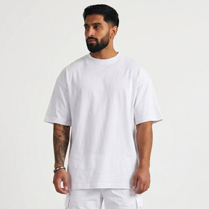 Camiseta de Algodón Blanca de Alta Calidad para Hombre, Estilo Urbano, Hombros Caídos, Personalizable con Logotipo, Tejido Grueso - Product Image 2