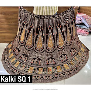 Luxe Velours Rajwadi Concept Lehenga Lourd Jarkan Pâte Coupe Travail Double Peut Raccord Long Choli Dupatta Quatre Parties Frontalières Latérales - Product Image 2