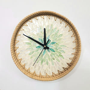 นาฬิกาแขวนผนังทำมือจากหวายประดับมุก ราคาถูกที่สุด ของตกแต่งบ้านและสำนักงาน - Product Image 4