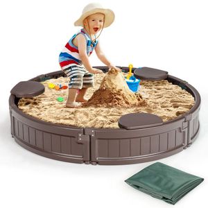 Equipo de Juego para Exteriores, Caja de Arena con Cubierta Resistente y Asiento Esquinero Integrado - Product Image 4