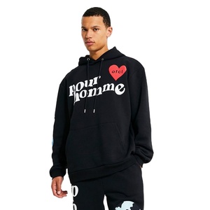 เสื้อกันหนาวมีฮู้ดสำหรับผู้ชายโอเวอร์ไซส์ผ้าฝ้าย100% พิมพ์ลายพัฟโลโก้ออกแบบได้ตามต้องการ - Product Image 1