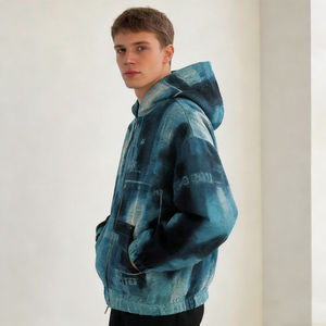 Sudadera con Capucha para Hombre, Azul y Negro, Estilo Vintage, Ecológica, de Tela Suave para Invierno, Cómoda, Moderna, Versátil, para Uso Diario - Product Image 3