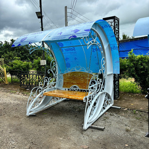 Outdoor Wrought Iron <b>Swing</b> Chair Patio Garden <b>Swing</b> Set Heavy Duty Metal Frame Elegant Design Rust Resistant Finish - Product Image 4