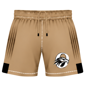 Tan <b>Brown</b> Black Rugby <b>Shorts</b> Elastic Waist Breathable Lightweight Team Training Performance Athletic Sports Uniform Bottoms - Product Image 1