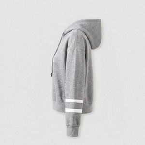 Custom Fleece <b>Hoodie</b> <b>Mens</b> <b>Grey</b> Striped Sleeve Oversized Pullover Sweatshirt <b>Plain</b> Blank Streetwear Heavyweight Hoodies Wholesale - Product Image 3