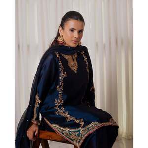 Maruti Creation Designer Traditional Muslim Clothing & <b>Accessories</b> Party Wear <b>Navy</b> Top with Farshi Salwar Elegant Look - Product Image 3