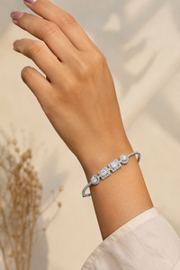 Brazalete de Plata de Ley 925 con Moissanita para Mujer | Montura de engaste de puntas | Gema octogonal cuadrada redonda | Joyería Fina al por Mayor - Product Image 5