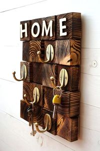 Luxury Handmade Wooden Key Holder Rack with <b>Shelf</b> and <b>Hooks</b> for Entryway Hallway Living Room Home Organization - Product Image 2