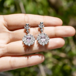 Flower Shape Zircon <b>Drop</b> <b>Earrings</b> 925 Silver Rhodium Plated Pear Cut Claw Setting Women's Wedding Jewelry Sets Romantic Style - Product Image 2