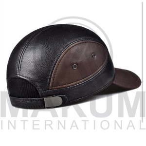Casquette de baseball en cuir véritable de haute qualité pour hommes et femmes, chapeau en cuir de vache bleu, casquette à visière réglable, automne-hiver, en cuir véritable - Product Image 5