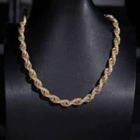 Chaîne en or à maillons en forme de corde taillée au diamant |   Collier Hip Hop Classique pour Hommes |   Chaîne en or jaune torsadée de luxe