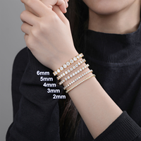 Bracelet à breloques en argent sterling 925, style hip-hop, avec moissanite VVS, de 2 mm à 6 mm, bijoux en or pour hommes et femmes, cadeau