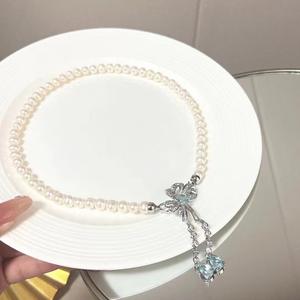 Collier de perles d'eau douce Saturn, nouveau produit, pour femme, 7-8 mm, design léger et luxueux, avec chaîne de clavicule, collection de niche - Product Image 4