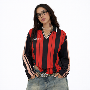 เสื้อฟุตบอลแบบยูนิเซ็กส์ทรงเรโทรขนาดใหญ่พิเศษ ระบายอากาศได้ดี คอวี แขนสั้น ย้อมสี ทรงบ็อกซี่ ครอป แบบ B2B เสื้ออเมริกันฟุตบอล - Product Image 4