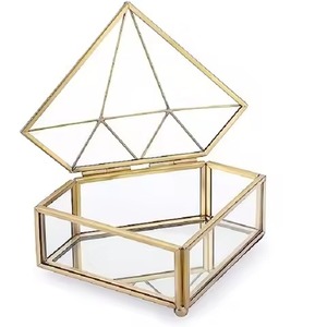 Luxury Metal and Glass Jewelry Organizer <b>Box</b> Storage for Rings <b>Earrings</b> Necklace Accessories Home Use - Product Image 4