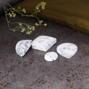 Cabochon en howlite blanche, pierre précieuse naturelle semi-précieuse en vrac pour la fabrication de bijoux, forme libre, vente en gros - Product Image 2