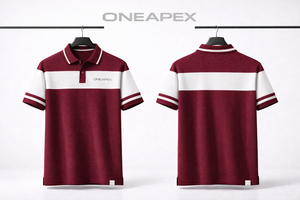 Polo pour homme rayé blanc et bordeaux, logo personnalisé, manches courtes, vêtements de sport pour le golf et le tennis, uniforme décontracté - Product Image 4