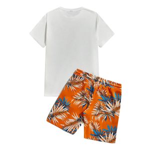 Custom Wholesale Men Vintage Winter Graphic T-Shirt Shorts <b>Set</b> Eco-Friendly Cotton Two-Piece Casual Beachwear - Product Image 5