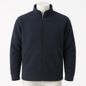 Basic Solid Color Front Zip Hoodie Sweatshirt Custom <b>Thick</b> <b>Fleece</b> Side Two Pocket Embroidery Printing Design Organic Cotton - Product Image 1