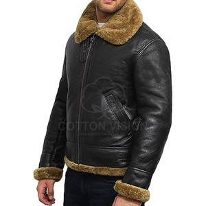 Veste en peau de mouton pour homme, en cuir véritable, doublée de fourrure, veste d'hiver surdimensionnée, veste en peau de mouton streetwear - Product Image 2