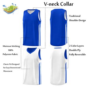 Camiseta de Baloncesto Reversible Elite, Uniforme de Baloncesto Personalizado por Sublimación, Camiseta de Equipo de Doble Cara sin Mangas, Ropa Deportiva de Alto Rendimiento - Product Image 3