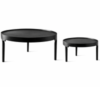 Ensemble de tables basses gigognes modernes noires durables et extensibles avec plateau en métal, table centrale de salon, mobilier minimaliste pour la maison