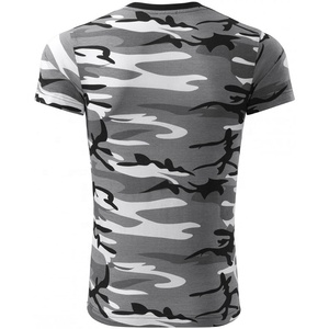 T-shirt de sport athlétique personnalisé OEM pour hommes 100% coton imprimé camouflage à col rond en gris grande taille - Product Image 2