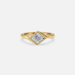 Tilt Baguette Diamond Ring, 1.3 CT Lab Grown Diamond Ring, 14K White Gold Modern Ring, Minimalist <b>Stacking</b> Ring, Unique Ring - Product Image 1