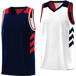 Maillot de basketball réversible à col en V, personnalisé OEM, séchage rapide, imprimé, pour hommes, prix d'usine - Product Image 1