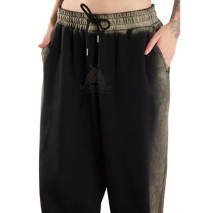 Pantalones de chándal de peso pesado con efecto desgastado por el sol, lavado ácido y serigrafía, estilo streetwear, con parte inferior holgada y pierna ancha, precio de fábrica - Product Image 4