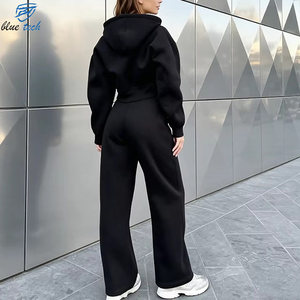 Conjunto Deportivo Casual de Moda Urbana para Mujer, Pantalones Deportivos de Pierna Ancha con Cierre, 100% Algodón Ecológico, Bordado Personalizado - Product Image 3