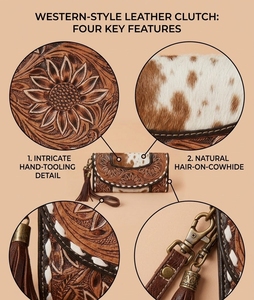 Cow Pattern Sunflower Clutch <b>Wallet</b> <b>Leather</b> Look Foldover Checkbook Case with Tassel for Women - Product Image 2