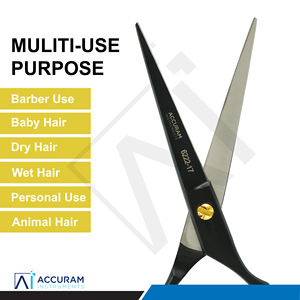 Tijeras de Peluquería Profesionales Accuram, Tijeras de Acero Inoxidable Reutilizables con Filo de Cuchilla, Negras, para Corte y Estilismo de Cabello en Salón - Product Image 5