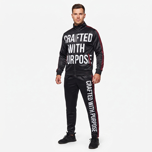 Men's Printed Tracksuit 100% Polyester Zipper Stand Collar Printed <b>Jacket</b> Jogger Pants Set Men 350gsm Polyester Fleece Tracksuit - Product Image 4