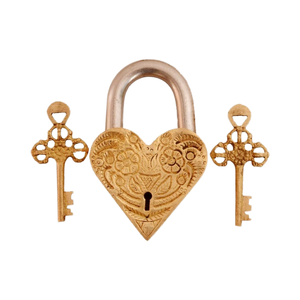 Fully Functional Golden Brass Door <b>Padlock</b> with Unique Collectible Keys Handmade Combination Security Locks - Product Image 1