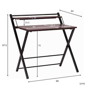 Table d'étude pliable en bois avec étagère et structure métallique - Product Image 6