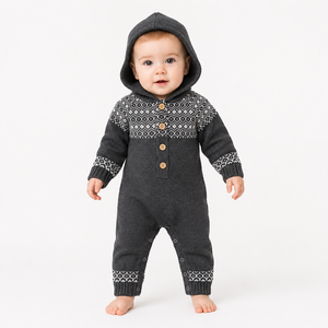 Monos acrílicos de <span class=keywords><strong>lana</strong></span> para recién nacidos, ropa de bebé de manga larga con capucha de punto, nuevo diseño - Product Image 1