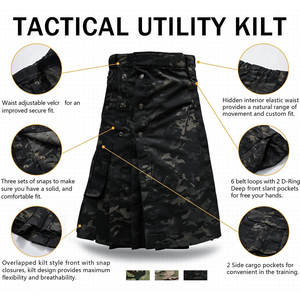 Men's Kilt for Men, Camo Scottish Outdoor Utility Pleated Tactical Kilt, Irish Highland Hybrid Kilts - Product Image 3