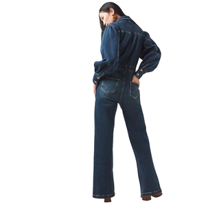 Mono vaquero premium de mujer, de pierna ancha, informal, venta al por mayor directa de fábrica - Product Image 2