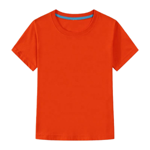 T-shirt à manches courtes pour homme, orange, coupe classique, col rond, décontracté, tricoté, couleur unie, design simple, décontracté, 100% coton - Product Image 3