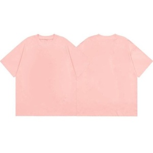 Camiseta de Manga Corta para Hombre, Cuello Redondo, Color Rosa Sólido, Corte Casual, Largo Regular, 100% Algodón, Tejido de Punto Jersey - Product Image 1
