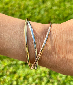 Vintage Solid Real Gold Plated Alloy Bangle <b>Bracelet</b> Unisex Wedding Fashion Jewelry Silver and Rose Gold Tone Bangles - Product Image 2