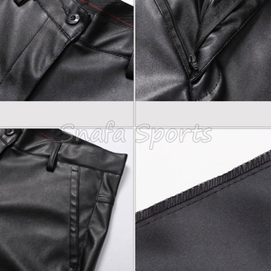 กางเกงขาสั้นหนังคุณภาพพรีเมียมสำหรับสตรีทแวร์ ผลิตภัณฑ์ระดับมืออาชีพ รับทำโลโก้ตามสั่ง OEM ODM ดีไซน์แฟชั่นล่าสุด กางเกงขาสั้นหนังผู้ชาย - Product Image 5