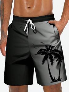 Shorts de bain à séchage rapide pour hommes, vêtements de plage unisexes, longueur genou, légers, résistants à l'eau, imprimé floral, cordon de serrage, style estival - Product Image 6