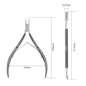 Grey Trimmer with Cuticle Pusher Cuticle Nipper Stainless Steel Cuticle Remover Cutter Clipper Durable Pedicure Manicure Tools - Product Image 1
