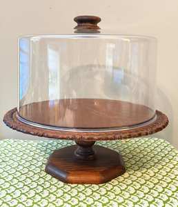 Support à gâteau en bois écologique avec couvercle en verre pour un service de cuisine durable et une présentation élégante lors de fêtes - Product Image 2